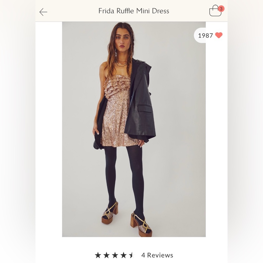Free People Frida Ruffle Mini Dress in Berries and Champagne - Picture 4 of 9